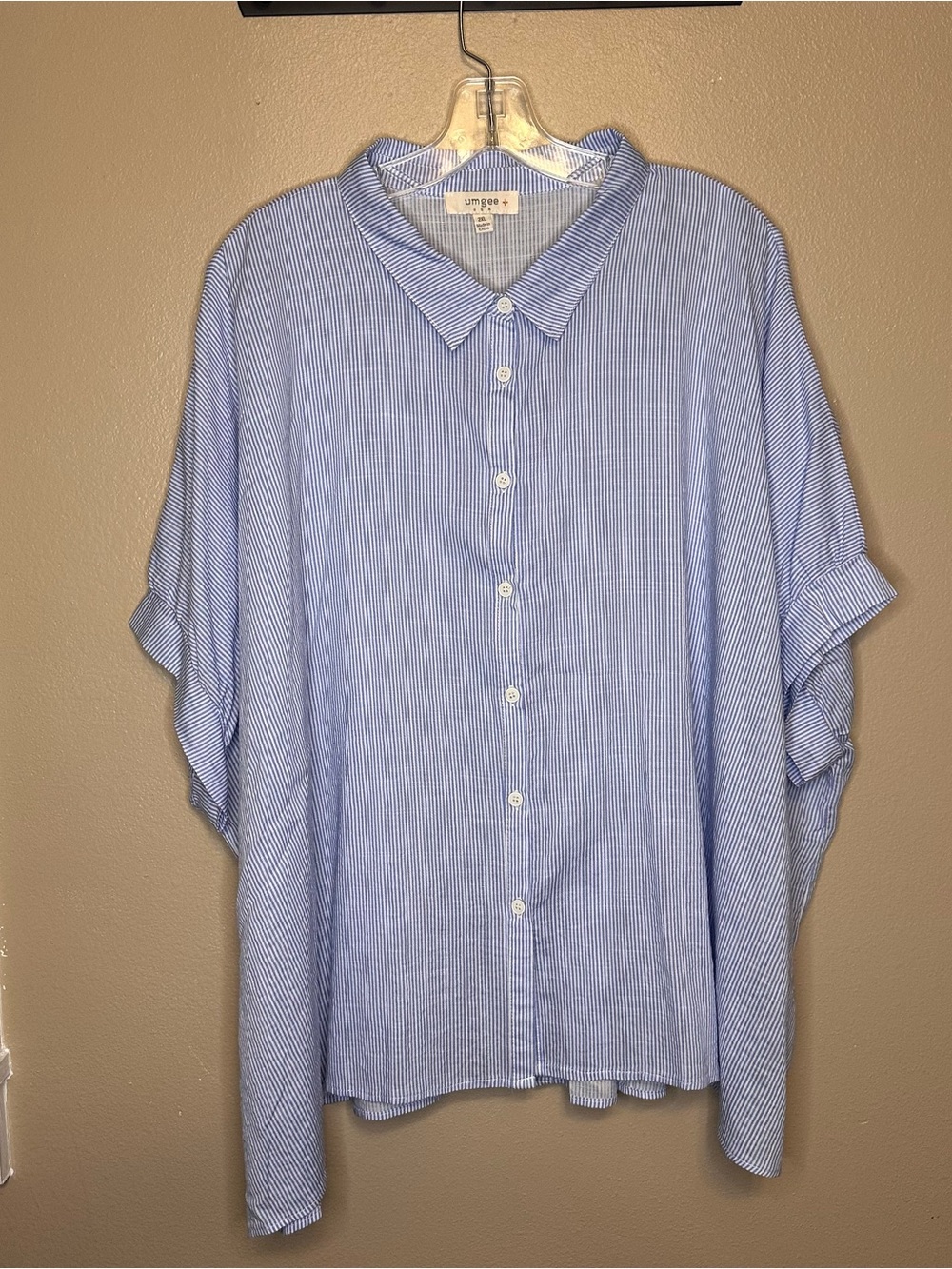 Umgee Pale Blue Pinstripe Button-Down Shirt